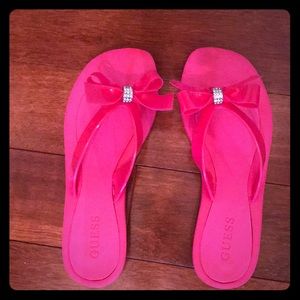 Guess hot pink flip flops. Cute!!